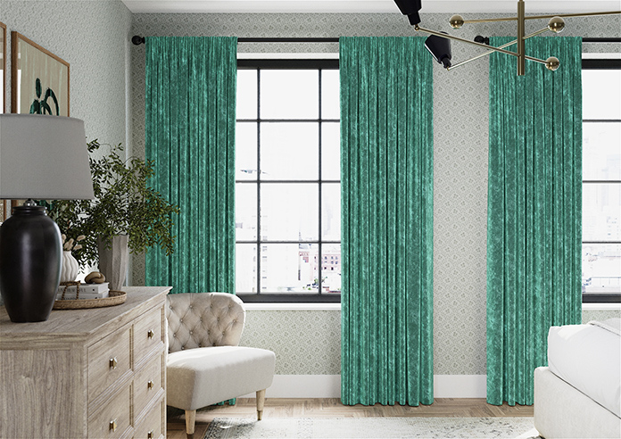 Caen Chenille, Aqua - Made to Measure Curtains - Image 3